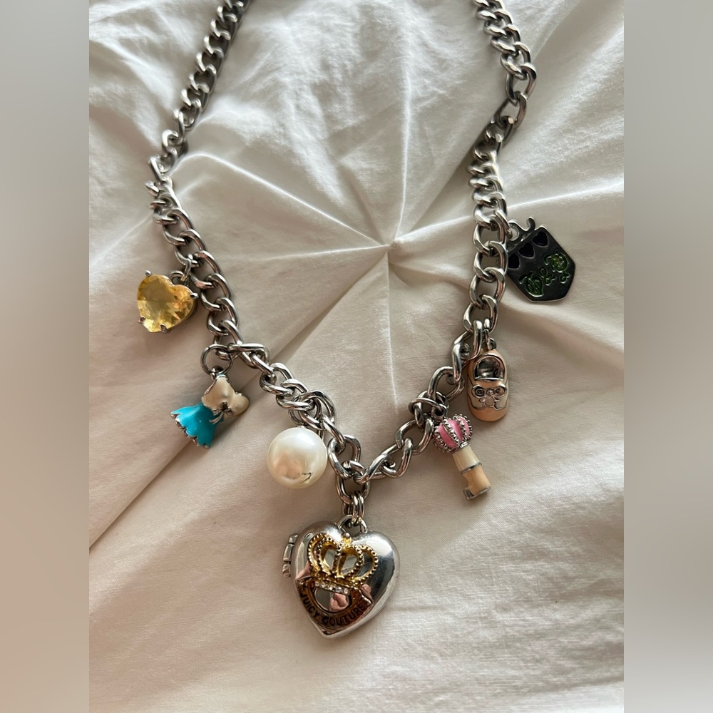 Juicy Couture Silver Charm Toggle-Lock Necklace